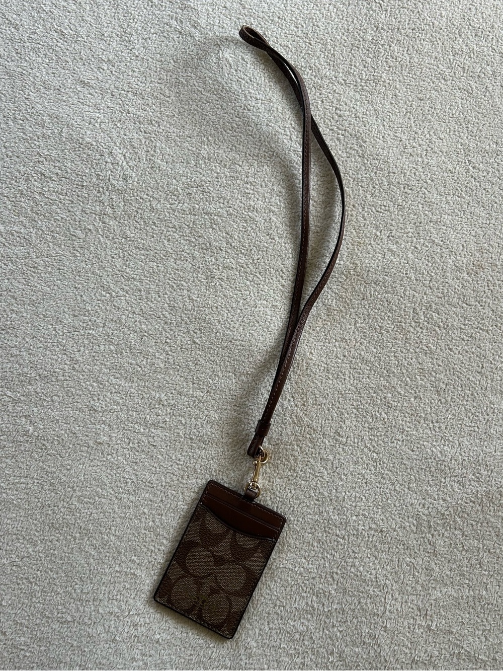 Coach Signature Brown Card Holder Lanyard